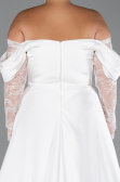 Long White Satin Formal Plus Size Dress ABU5261