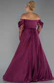 Long Plum Satin Formal Plus Size Dress ABU5261