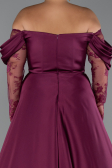 Long Plum Satin Formal Plus Size Dress ABU5261