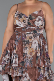 Long Brown Plus Size Evening Gown ABU5266