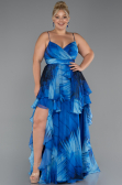 Long Sax Blue Plus Size Prom Dress ABU5267