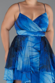 Long Sax Blue Plus Size Prom Dress ABU5267