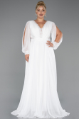 Long White Chiffon Formal Plus Size Dress ABU5276
