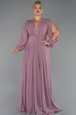 Long Rose Colored Chiffon Formal Plus Size Dress ABU5276