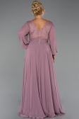 Long Rose Colored Chiffon Formal Plus Size Dress ABU5276