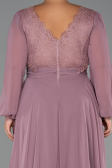 Long Rose Colored Chiffon Formal Plus Size Dress ABU5276