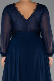 Long Navy Blue Chiffon Formal Plus Size Dress ABU5276