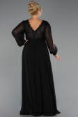 Long Black Chiffon Formal Plus Size Dress ABU5276