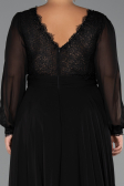 Long Black Chiffon Formal Plus Size Dress ABU5276