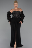 Long Black Chiffon Plus Size Evening Gown ABU5242