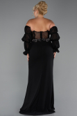 Long Black Chiffon Plus Size Evening Gown ABU5242