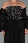 Long Black Chiffon Plus Size Evening Gown ABU5242