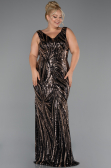 Long Black Beaded Formal Plus Size Dress ABU5189