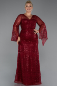 Long Burgundy Beaded Plus Size Evening Gown ABU5243