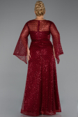 Long Burgundy Beaded Plus Size Evening Gown ABU5243