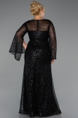 Long Black Beaded Plus Size Evening Gown ABU5243