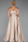 Long Beige Satin Plus Size Evening Dress ABU5251