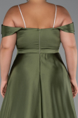 Long Olive Drab Satin Plus Size Evening Dress ABU5251