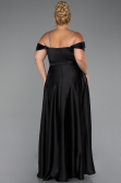 Long Black Satin Plus Size Evening Dress ABU5251