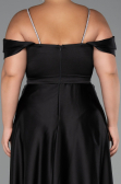 Long Black Satin Plus Size Evening Dress ABU5251