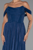 Long Navy Blue Chiffon Cocktail Dress ABU5283