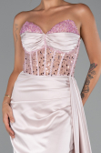 Long Powder Color Satin Evening Dress ABU5288
