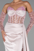 Long Powder Color Satin Evening Dress ABU5288