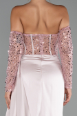 Long Powder Color Satin Evening Dress ABU5288