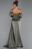 Long Olive Drab Satin Evening Dress ABU5288
