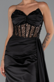 Long Black Satin Evening Dress ABU5288