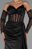 Long Black Satin Evening Dress ABU5288