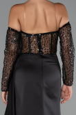 Long Black Satin Evening Dress ABU5288