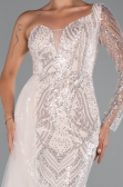 Long Powder Color Beaded Evening Dress ABU5269