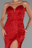 Long Red Beaded Evening Dress ABU5292