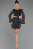 Short Black Scaly Party Dress ABK2438
