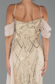 Long Beige Beaded Evening Dress ABU5316