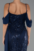 Long Navy Blue Beaded Evening Dress ABU5316