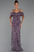 Long Lavender Beaded Plus Size Evening Gown ABU5326