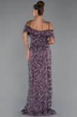 Long Lavender Beaded Plus Size Evening Gown ABU5326