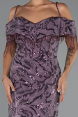 Long Lavender Beaded Plus Size Evening Gown ABU5326