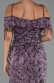 Long Lavender Beaded Plus Size Evening Gown ABU5326