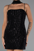 Short Black Beaded Evening Dress ABK2443