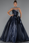 Long Navy Blue Satin Evening Dress ABU5324