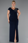 Long Navy Blue Formal Plus Size Dress ABU5317