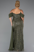 Long Olive Drab Beaded Formal Plus Size Dress ABU5319