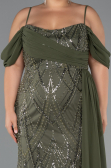 Long Olive Drab Beaded Formal Plus Size Dress ABU5319