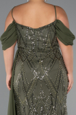 Long Olive Drab Beaded Formal Plus Size Dress ABU5319