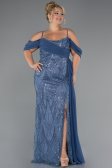 Long Indigo Beaded Formal Plus Size Dress ABU5319