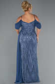 Long Indigo Beaded Formal Plus Size Dress ABU5319