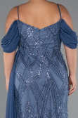 Long Indigo Beaded Formal Plus Size Dress ABU5319